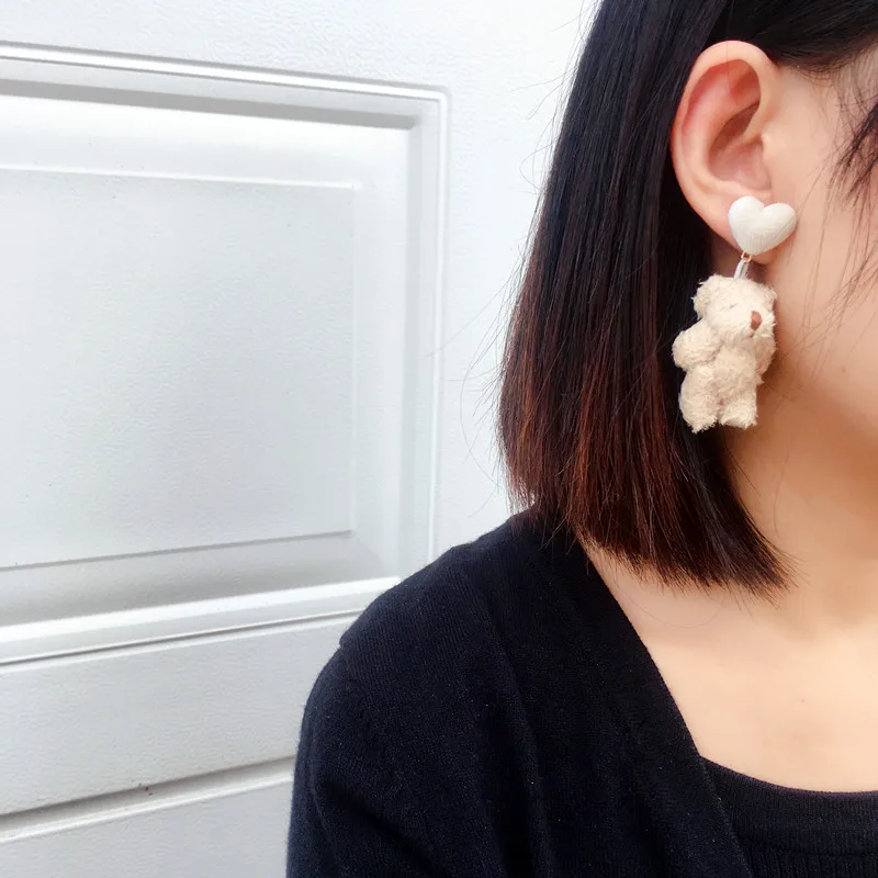 Креативные Плюшевые Мини медведь серьги в виде панды для женщин и девушек с