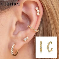 925 sterling silver geometric bead rivet tide circle ear clip personality no pierced hole clip earrings women jewelry