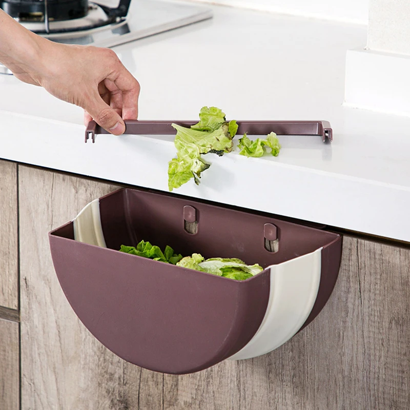 Folding Waste Bin Kitchen Cabinet Door Hanging Trash Wall Mounted can for Bathroom Toilet Storage | Дом и сад