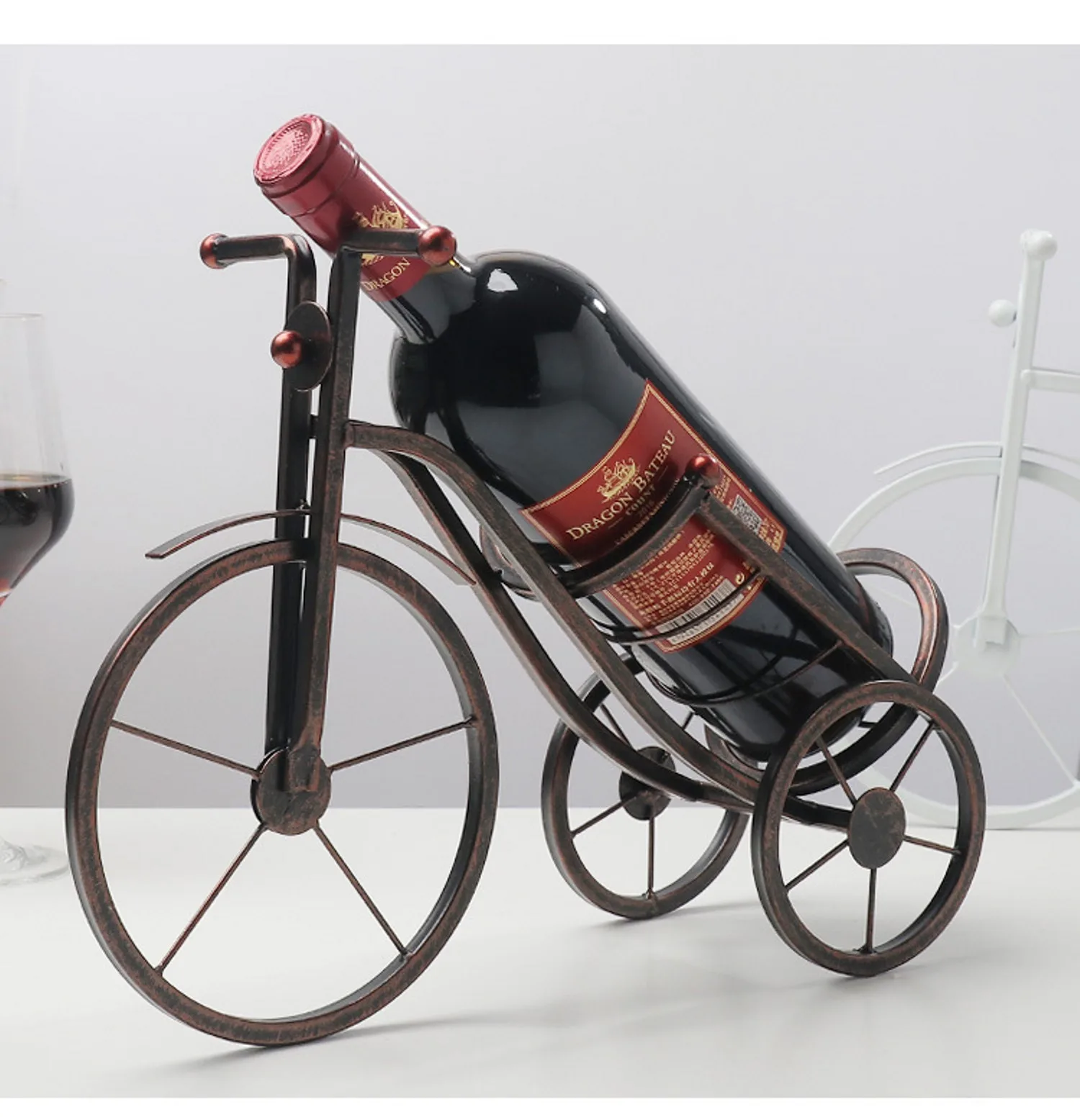 

Creative Metal Wine rack vintage wine bottle holder Retro tricycle bar storage holder