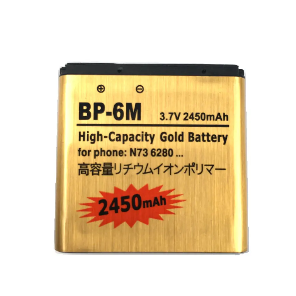 BP 6M 2450 мАч высокой Ёмкость золото Батарея для Nokia N93 N73 9300 6233 6280 6282 3250 6 м мобильный