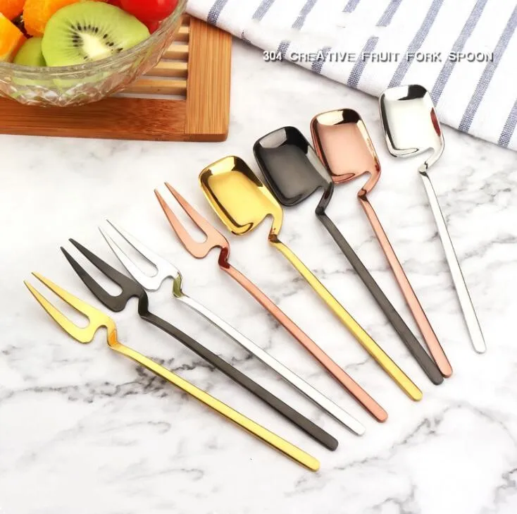 Нержавеющая сталь мульти Цвет ложка вилка десертные фруктовый салат мороженое