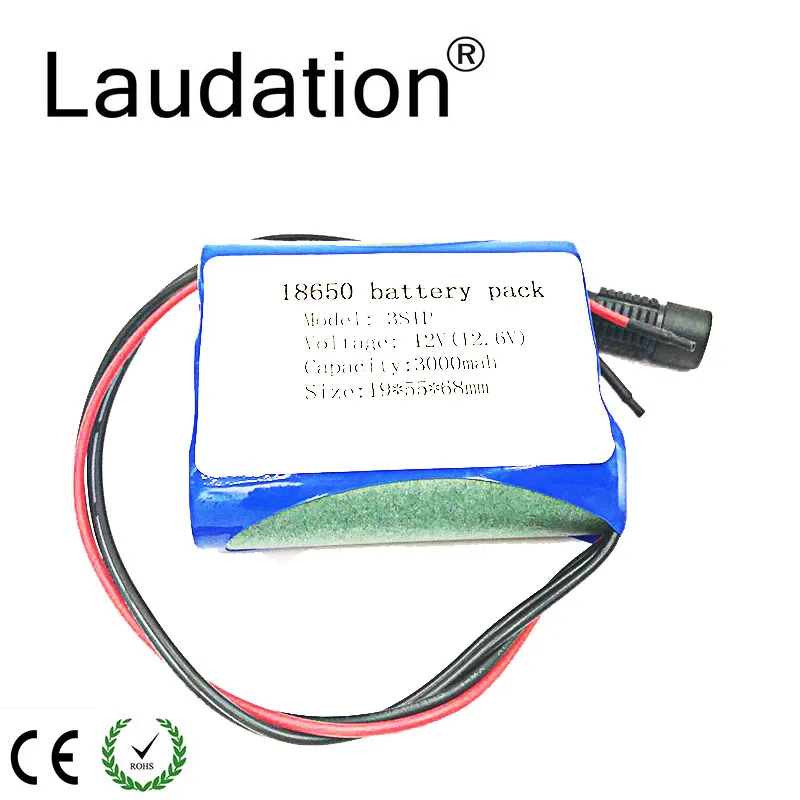Laudation 12V 3000 mAh 3S 1P Литий-ионная батарея 18650 литиевая аккумуляторная батарея защитная пластина перезаряжаемая 1а зарядное устройство