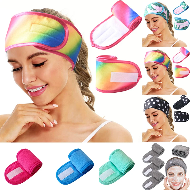 

Women's Multifunctional Microfiber Shower Cap Adjustable Practical Wide Makeup Shower Cap Polychromatic Yoga Sports Headband