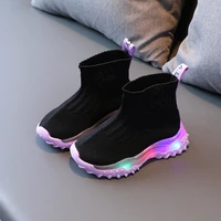 spring baby sock shoes with led lights mesh luminous sneakers kids boys girls children breathable glowing toddler shoes dx038