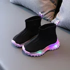 Детские сетчатые кроссовки, дышащие светящиеся носки со светодиодной подсветкой, для начинающих ходить мальчиков и девочек, DX038, весна