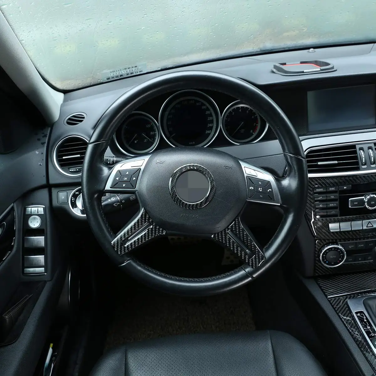 Отделка кольца рулевого колеса из мягкого углеродного волокна для Mercedes Benz W204 C180