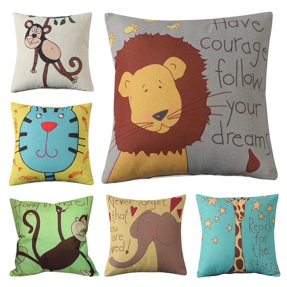 CURCYA чехол для подушки с изображением животных Льва обезьяны слона кота жирафа