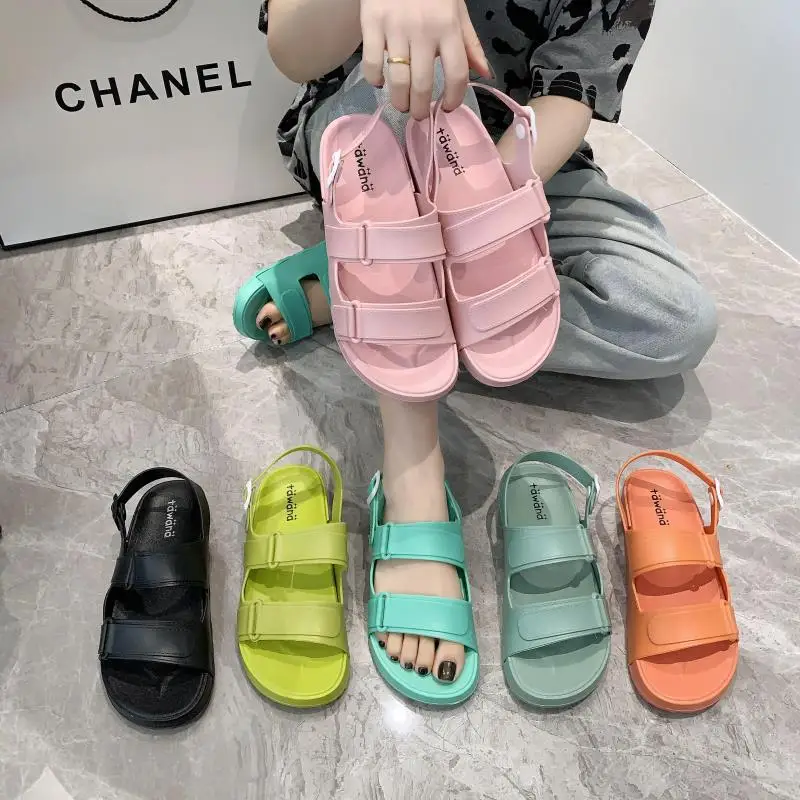 

PVC Gladiator Sandals Women 2021 Platform Sandals Woman Flats Designer Summer Shoes Women Heels Chunky Sandal Woman Beach Shoes