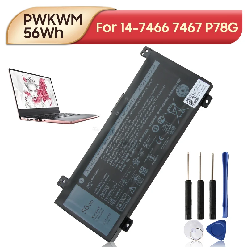 

Original Replacement Laptop Battery PWKWM For DELL Inspiron14-7466 7467 7000 P78G 7467-D1545B/R D1745B/R 56wh With Tools