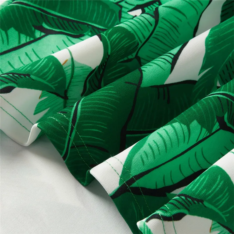 Семейные одинаковые пижамы лето 2019 комплекты одежды с принтом банановых листьев
