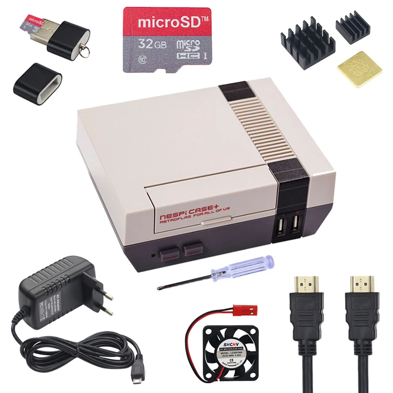 

NESPi CASE+ Plus for Raspberry Pi 3 Model B+ |Retroflag Case + 32GB SD Card + Power Adapter + Fan for Retropie Game