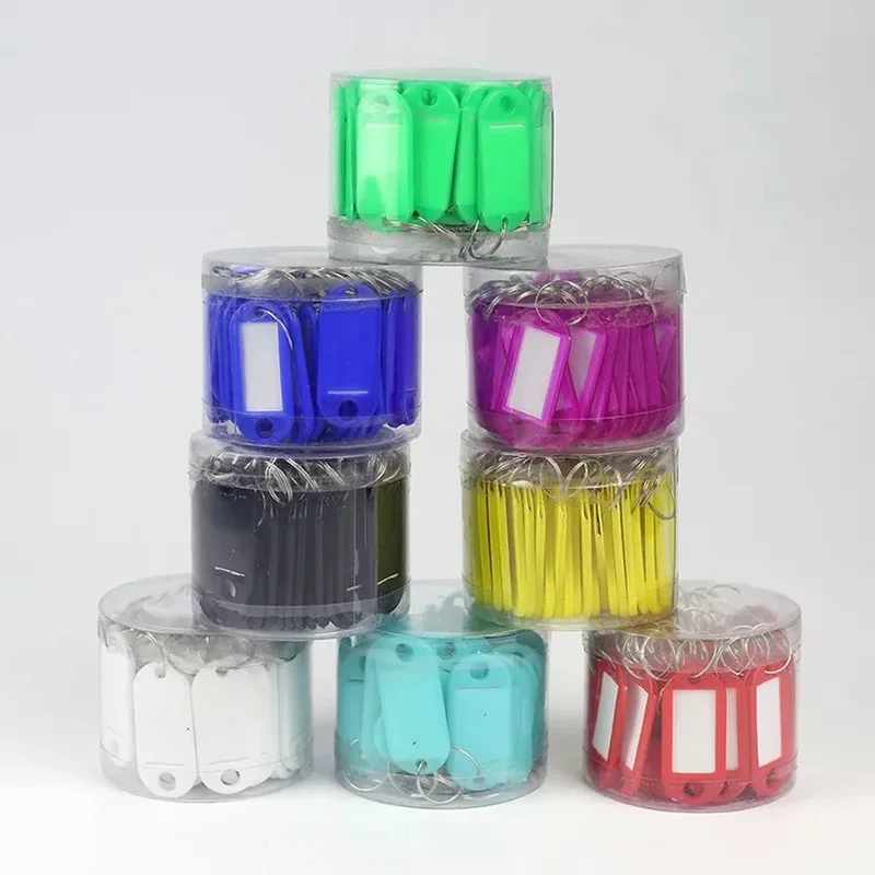 50 шт. Брелоки для ключей случайного цвета бирки багажа пластиковые брелоки