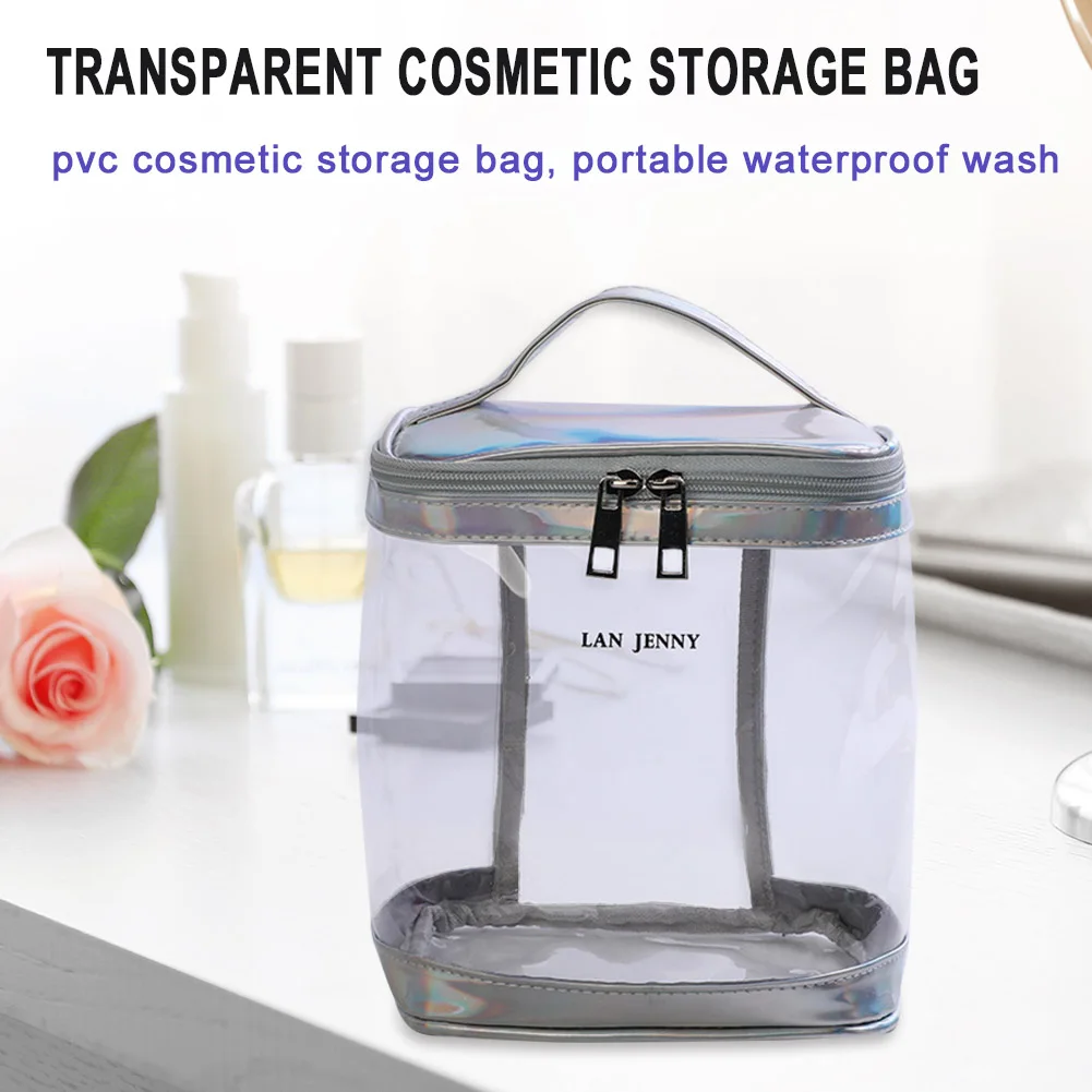 

Transparent Wash Handle Organizer Waterproof Zipper Cosmetic Makeup Storage Bags Organizer Zipper Make Up Case Pouch