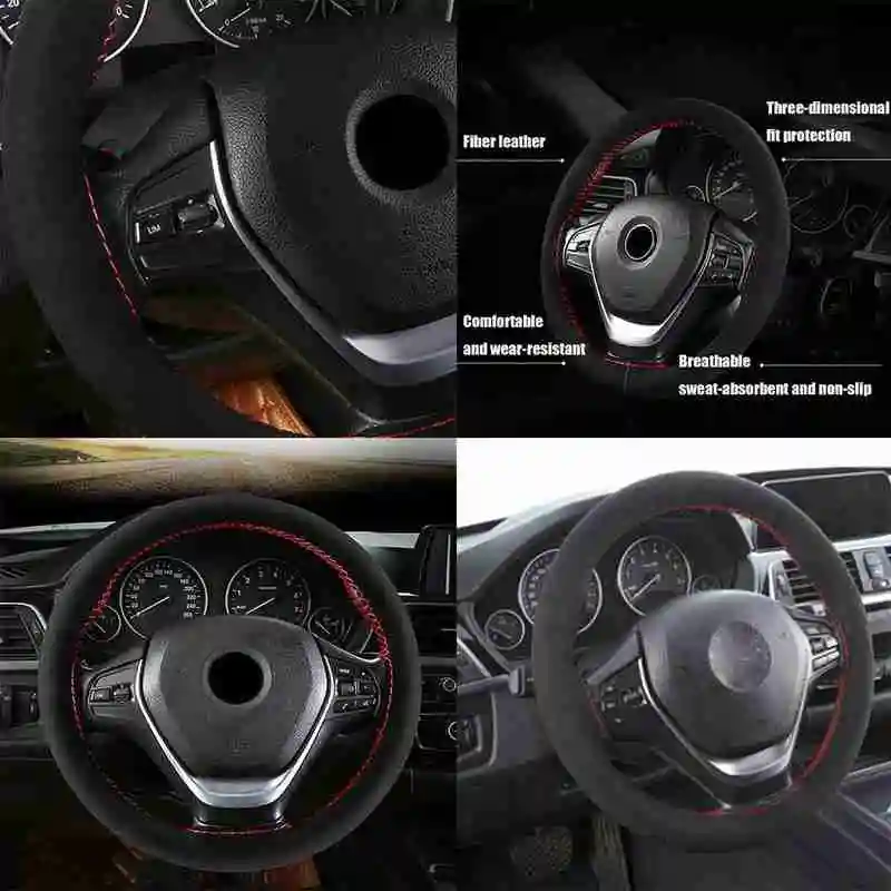 

for 38Cm Car Steering Wheel Braid Cover Needles and Thread Artificial Leather Car Covers Suite Diy Texture Soft Auto Accessories