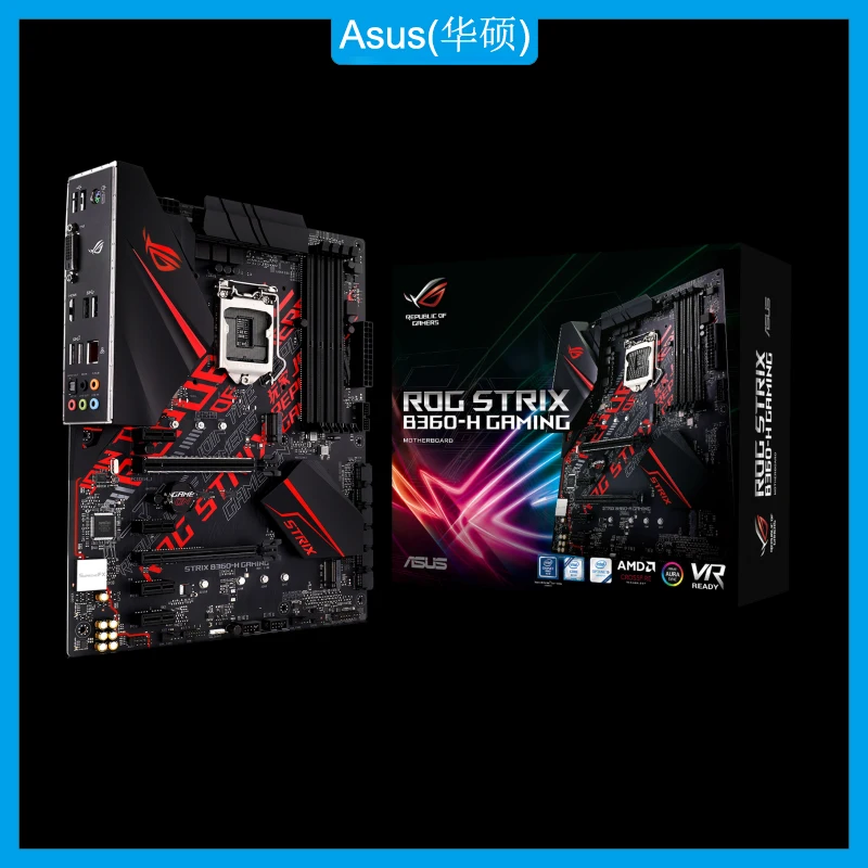 

Asus ROG STRIX B360-H GAMING Intel B360 ATX Motherboard with Aura Sync RGB LED lighting dual M.2 SATA 6Gbps USB 3.1 Gen 2