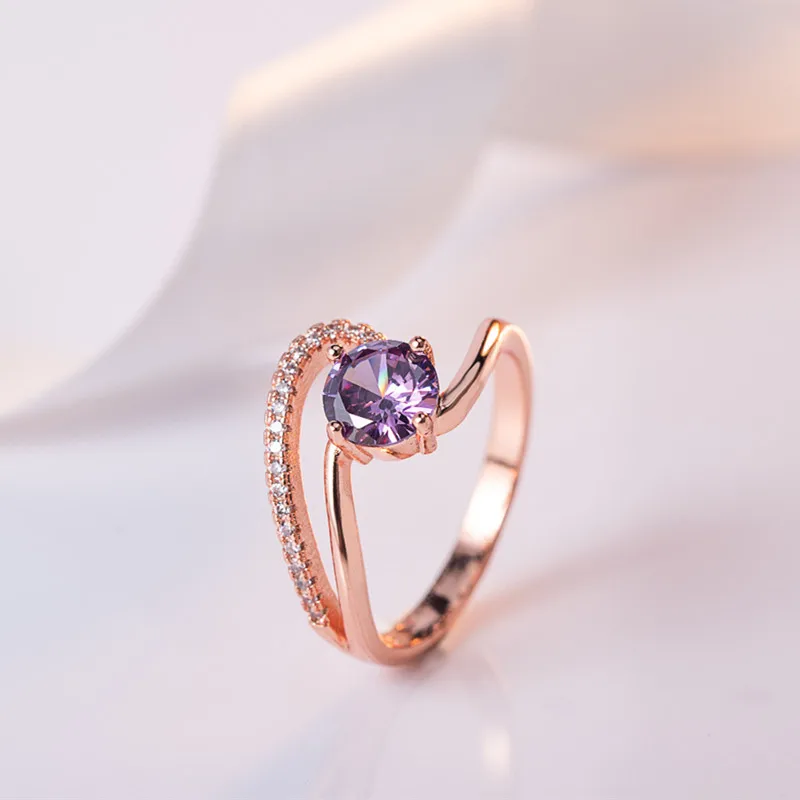 

DIWENFU 14K Rose Gold Amethyst Ring for Women Anillos De Silver 925 Jewelry Bizuteria Fine Amethyst Gemstone Anel Ring Females