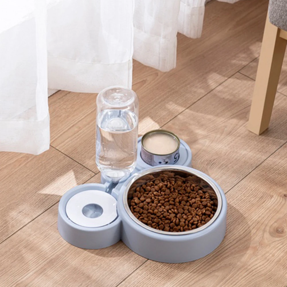 

Dog Cat Food Bowl With Water Fountain Bowl Drinking Raised Stand Dish Bowls For CatsPet Cat Bowl Automatic Feeder