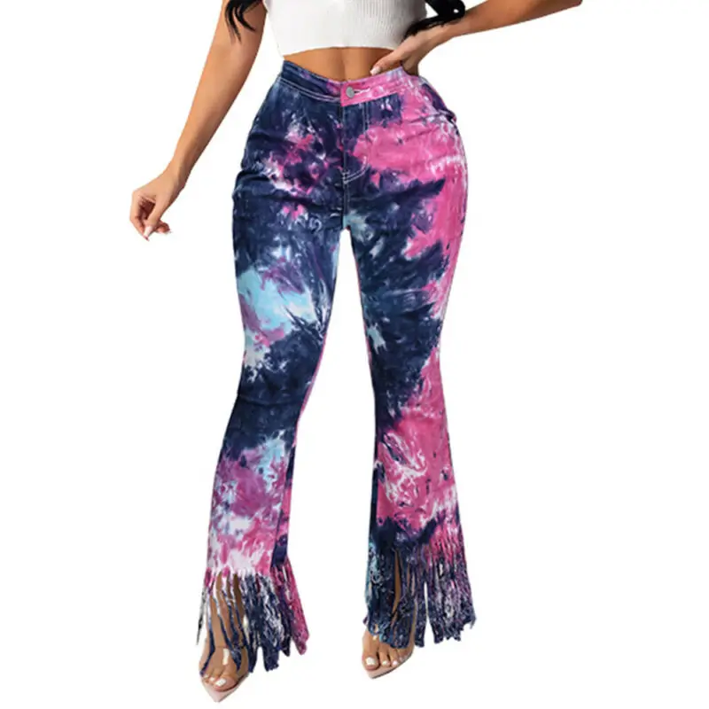 

Women High Waisted Jeans Ripped Denim Skinny Jeggings Frayed Slim Fit Trousers