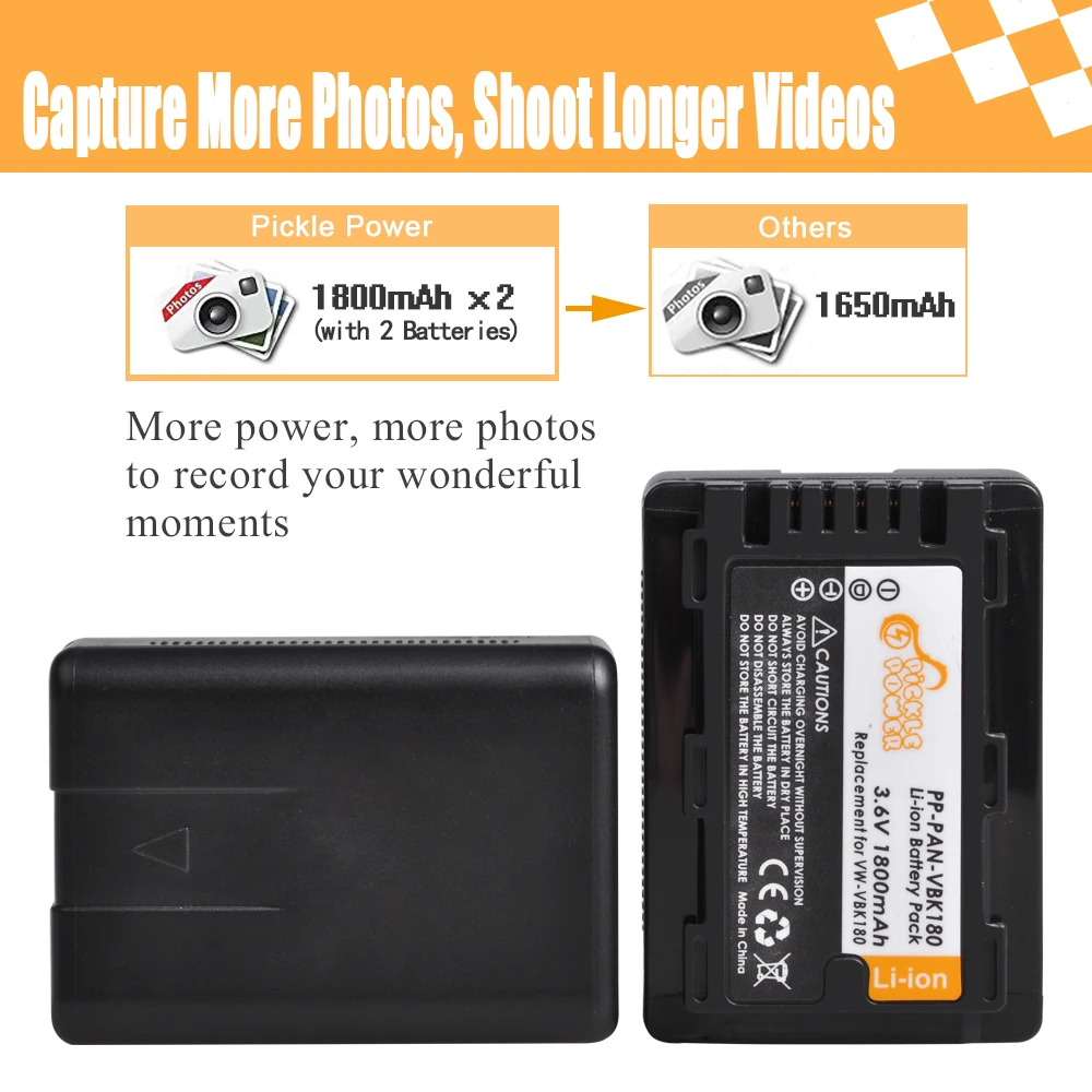 VW VBK180 аккумулятор + двойное зарядное устройство USB для Panasonic SDR S45 S50 S50A S50K S50N S70 S70K S70S