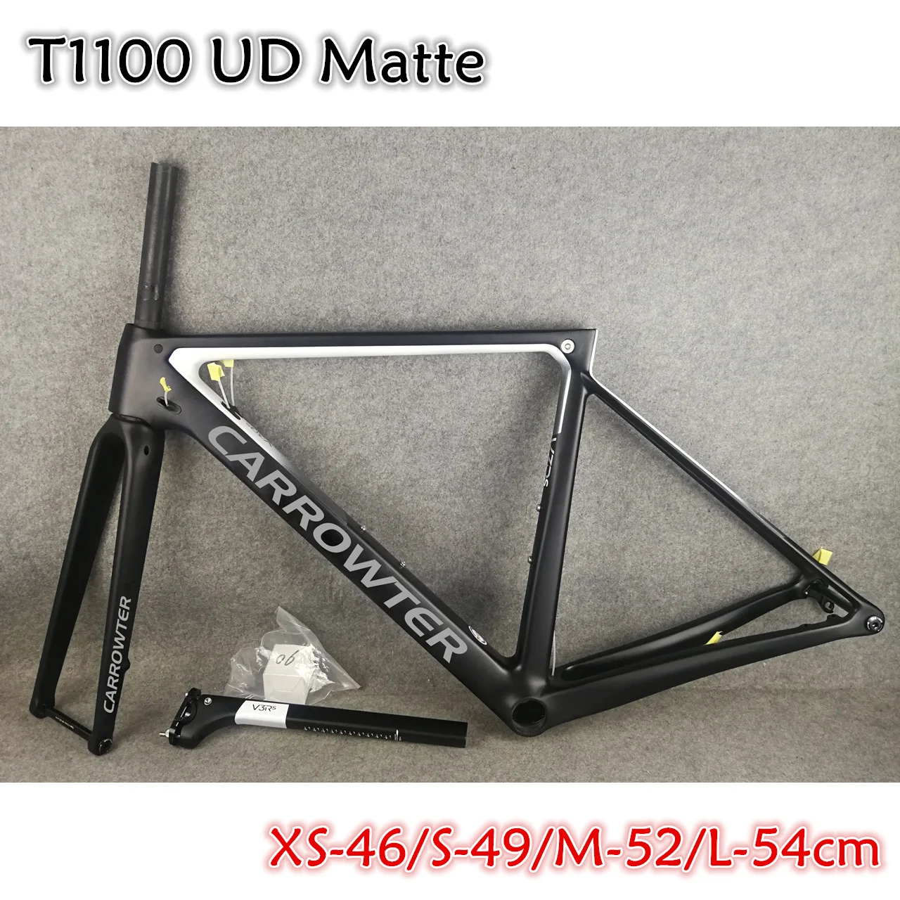 

Black White CARROWTER V3Rs Disc carbon Road Bike Frames T1100 UD Matte Glossy Disk Brakes Bicycle Frameset with 46 49 52 54cm