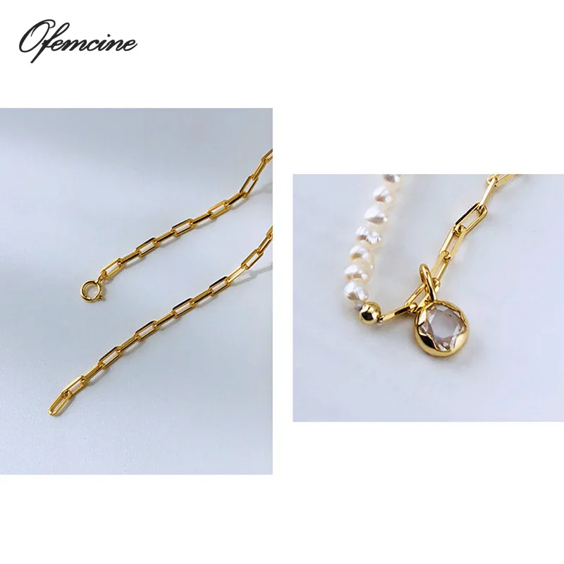 

Korean Irregular Natural Baroque Pearl String Necklace for Women Gold-Plated Round Pendant Necklaces Fine Jewelry Trendy Chains