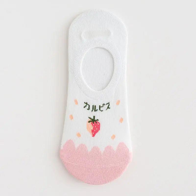 

Japanese Style Women Girls Low Cut Invisible Boat Socks Cute Cartoon Avocado Strawberry Fruit Printed Summer Hosiery