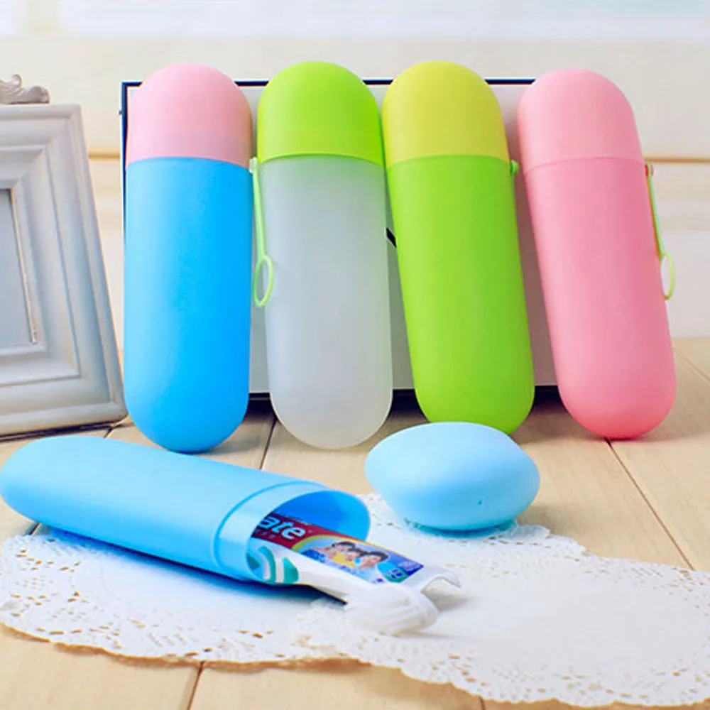 

Hot Selling Portable Travel Toothbrush Storage Box Protective Cover Camping Travel Kit Newest Housekeeping Organizer Solid