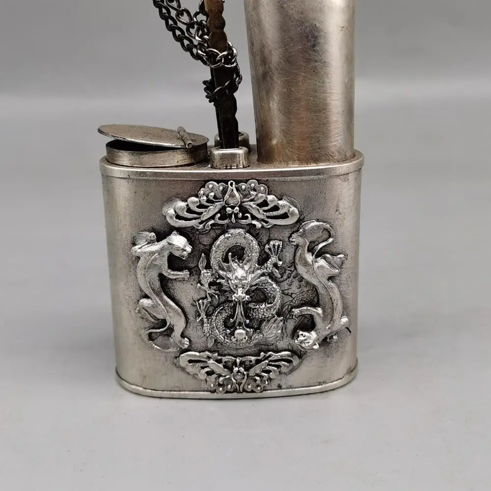 

China old Carved Tibetan silver writing-brush washer Chinese Four Seasons Ruyi Dish plates
