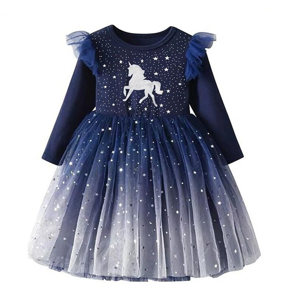 VIKITA Girls Princess Dress Girl Long Sleeve Dress Children Party Clothing Kids Tutu Dresses for Toddlers Girls Casual Dress