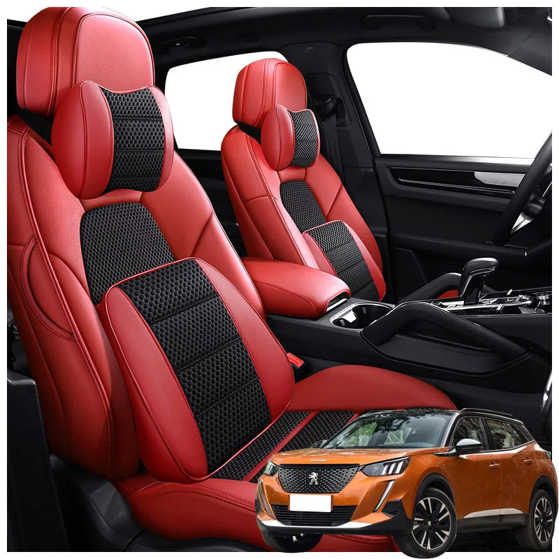 

Кожаные чехлы для автомобильных сидений на заказ, товары для Peugeot 2008, 2014, 2015, 2016, 2017, 2018, 2020, аксессуары для интерьера