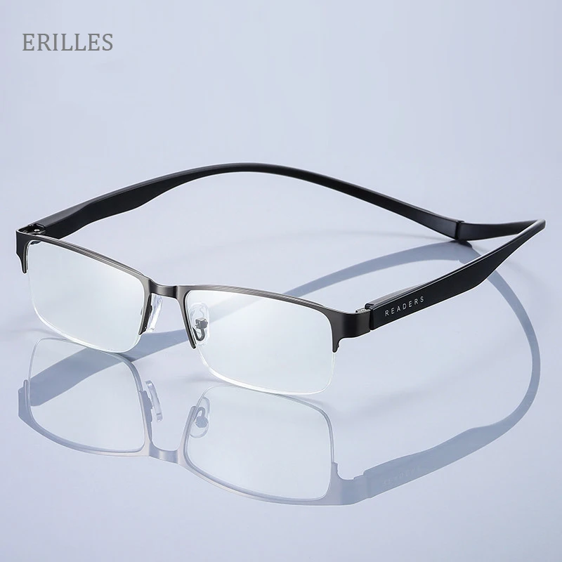 

Очки для чтения мужские с полуметаллической оправой, магнитные пресбиопические аксессуары с защитой от сисветильник, на шею