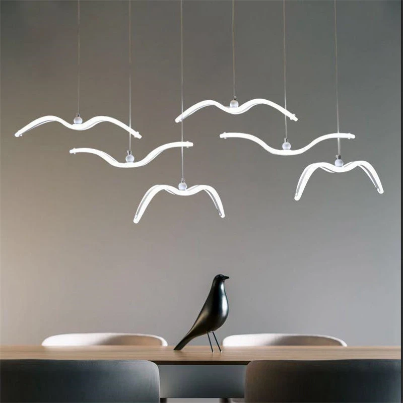 

Nordic Led Chandeliers Dinning Room Bar Kitchen Birds Chandelier Ceiling Acrylic Seagull Lamp Lustre Luminaire Light Fixture