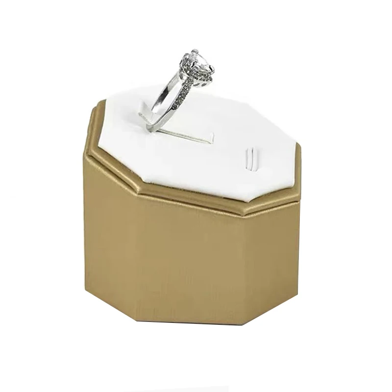 

Ring Display Stand Jewelry Stand Brushed Pu Octagonal Ring Display boxDecoration Jewelry Photography Photo Props White