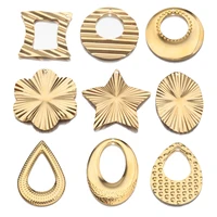 6pcslot stainless steel gold folded embossing star flower round link charms teardrop connectors diy for earrings jewelry making