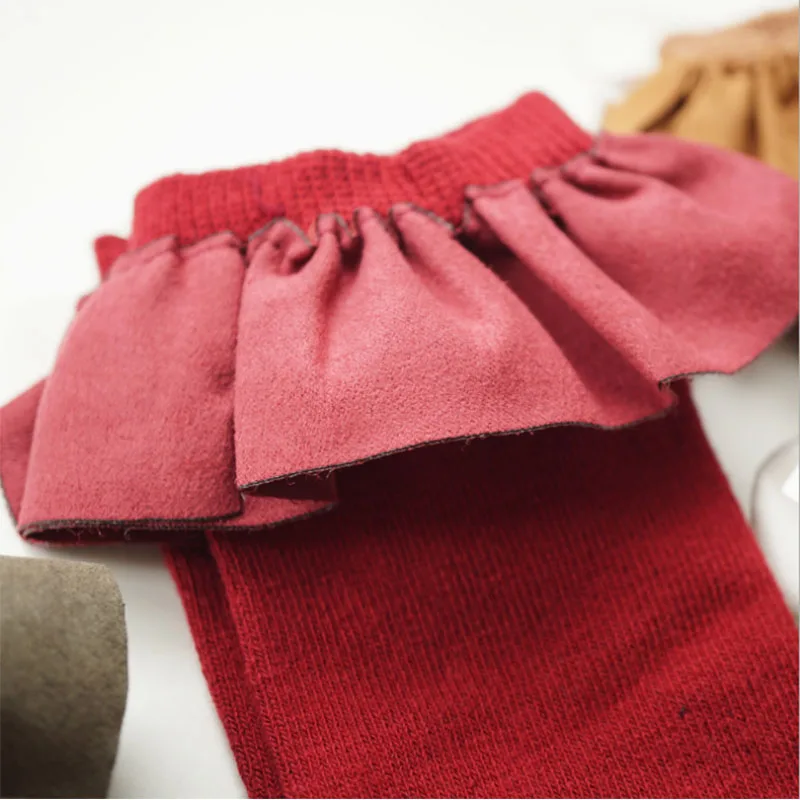 Children's knee high Girls socks for kids with Lace Stuff Ruffle Socks Kid Princess Girls Baby Leg Warmers Cotton