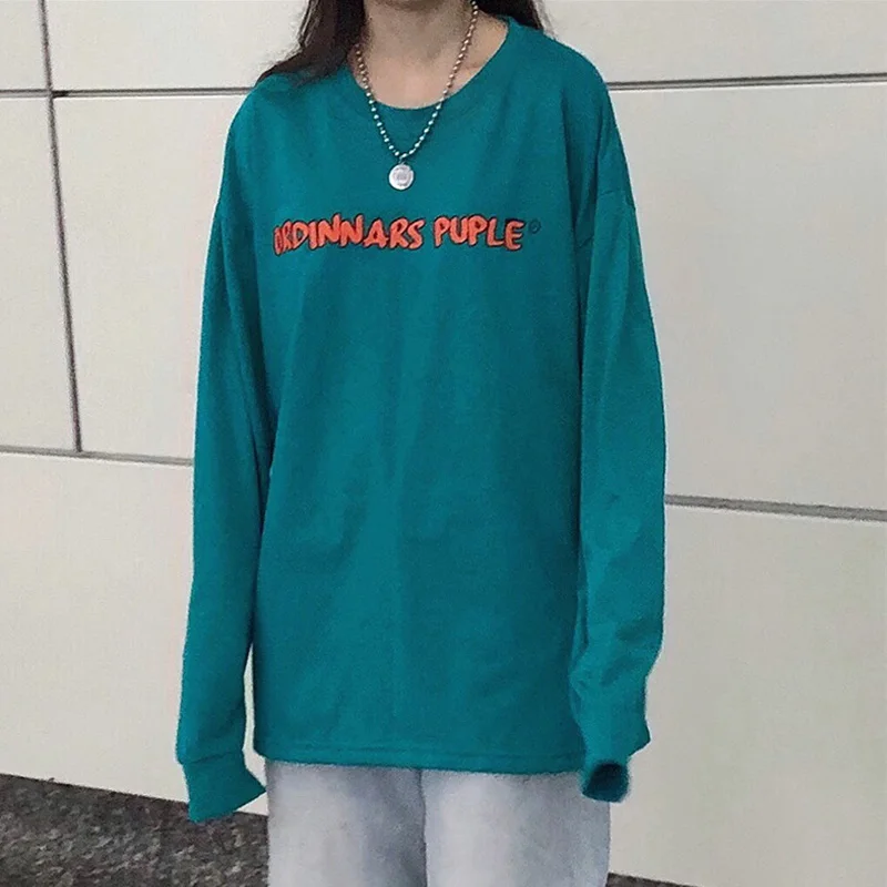 Xian 296 lv Harajuku/женская футболка с длинным рукавом в стиле хип-хоп, Ulzzang, футболки в Корейском стиле с буквенным принтом, осенние модные черно-белые топы для девочек - Цвет: Xian 296 lv