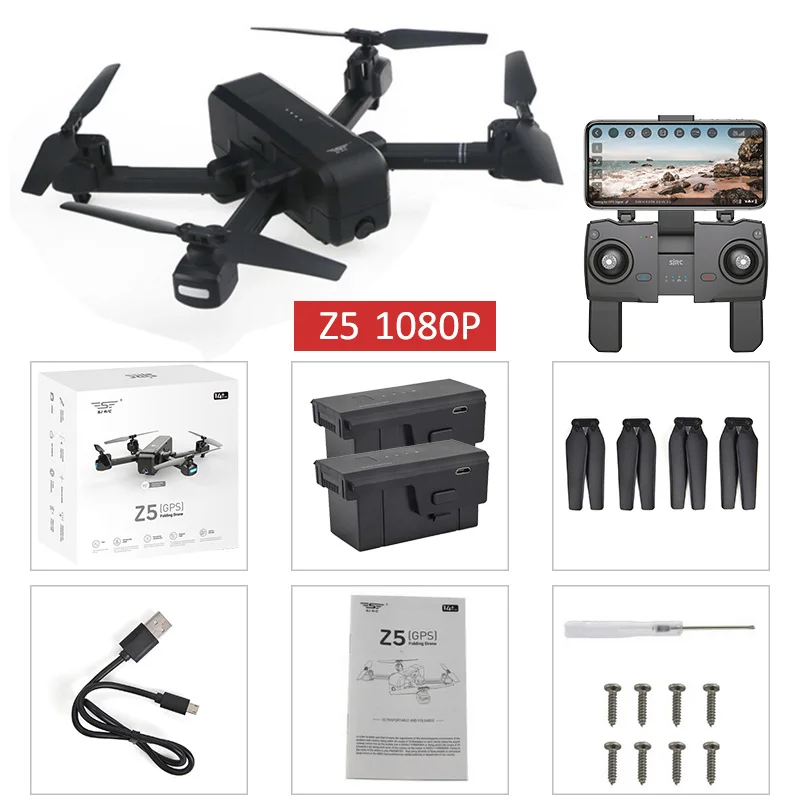Black 1080p 2.4G 2B SJRC Z5 5G Wifi FPV с 1080P камерой двойной gps динамическое следование RC Дрон Квадрокоптер - Цвет: Black 1080p 2.4G 2B