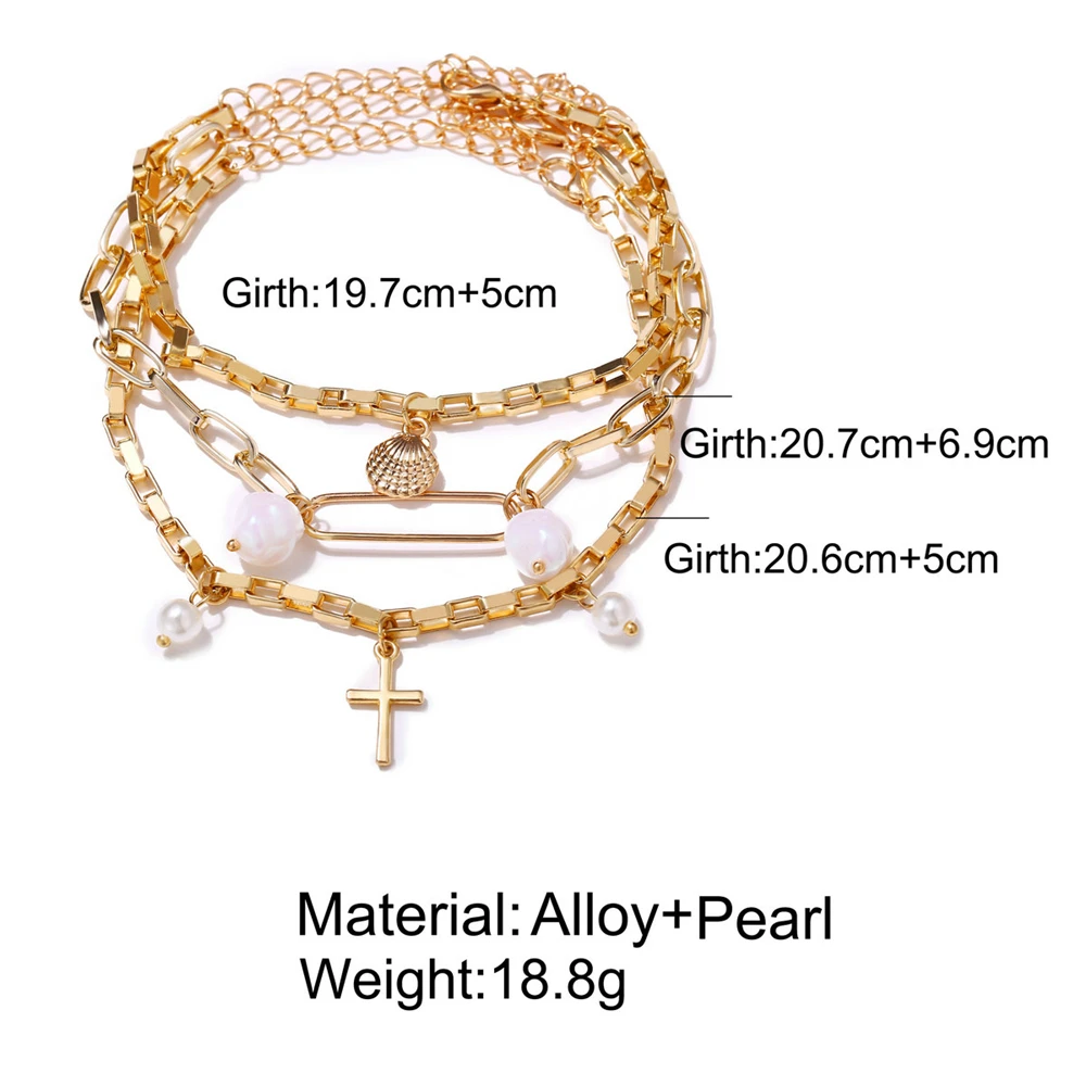 Женский многослойный браслет в стиле бохо винтажный с подвеской-крестом из