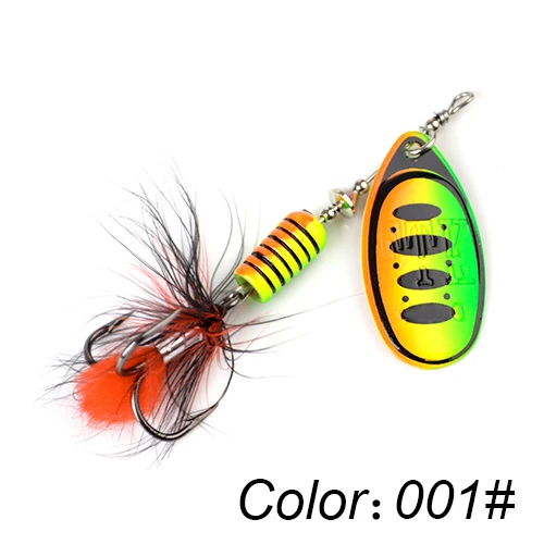 

2021 1pc Spinner Bait Hard Spoon Bass Lures Metal Fishing Lure With Feather Treble Hooks For Pike Fishing