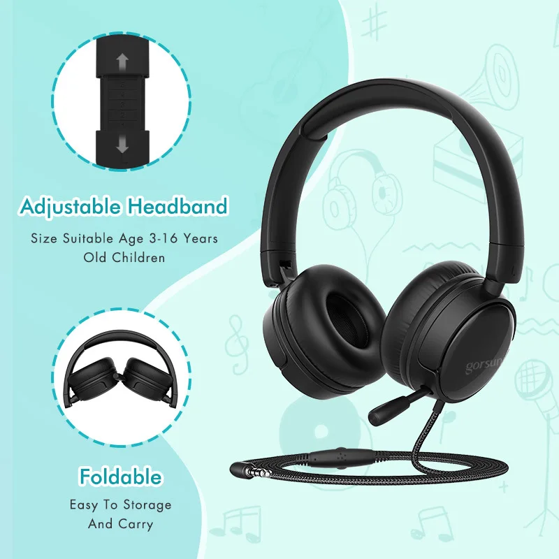 

New Cat Ear 3.5mm Headphone Bass Noise Cancelling Adult Kids Girl Childfrendly Headset With 180 Degree Rotation Mic For Children