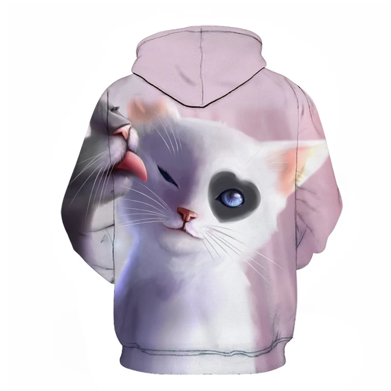 Толстовки с капюшоном для мужчин и женщин рисунком животных кошек качественные