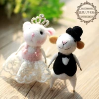 cartoon cute mouse couple unfinished diy wool felt pokedanimal doll handmade craft creative couple gift toy material package set