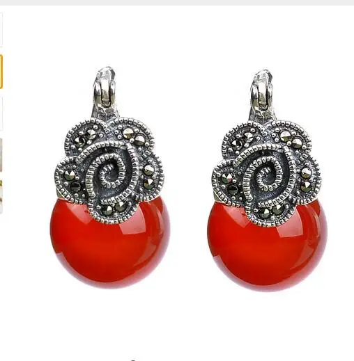 Женские серьги-гвоздики из серебра 925 пробы с полудрагоценными камнями |