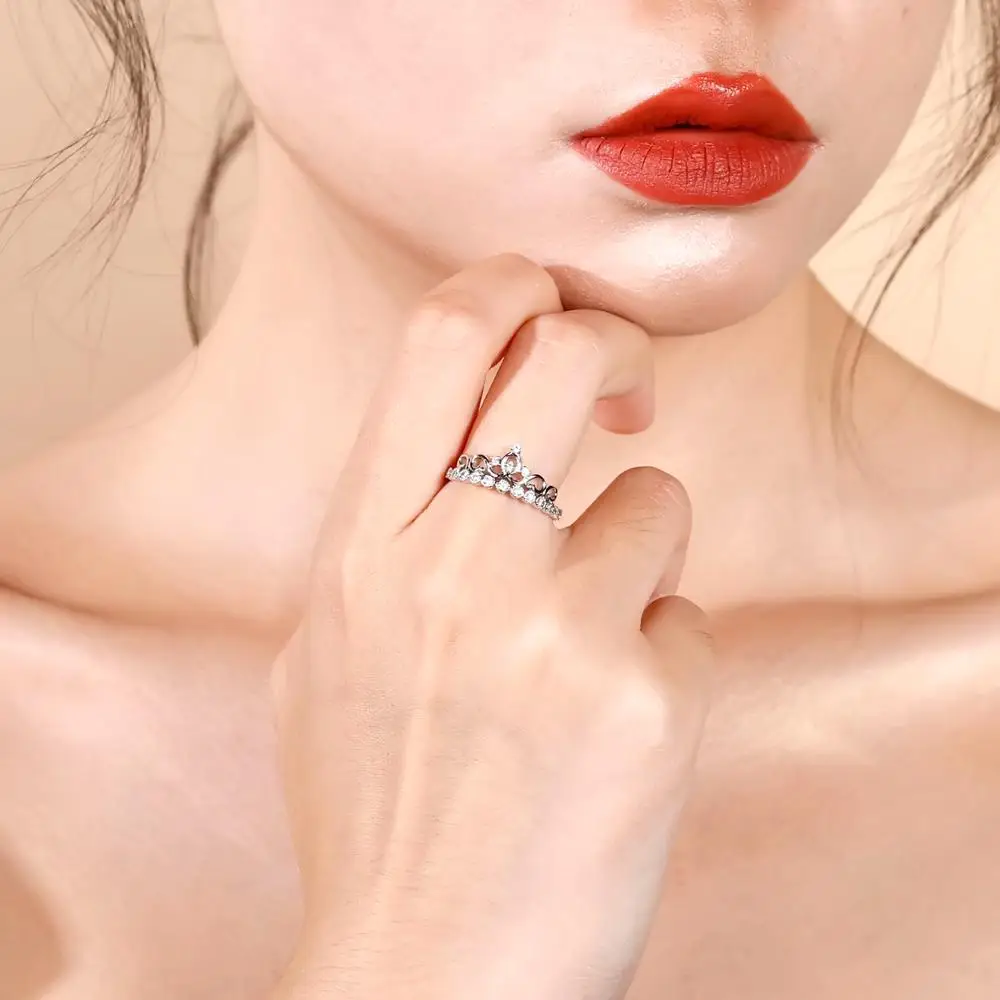 Женское кольцо из серебра 925 пробы с имитацией бриллианта|Кольца| |