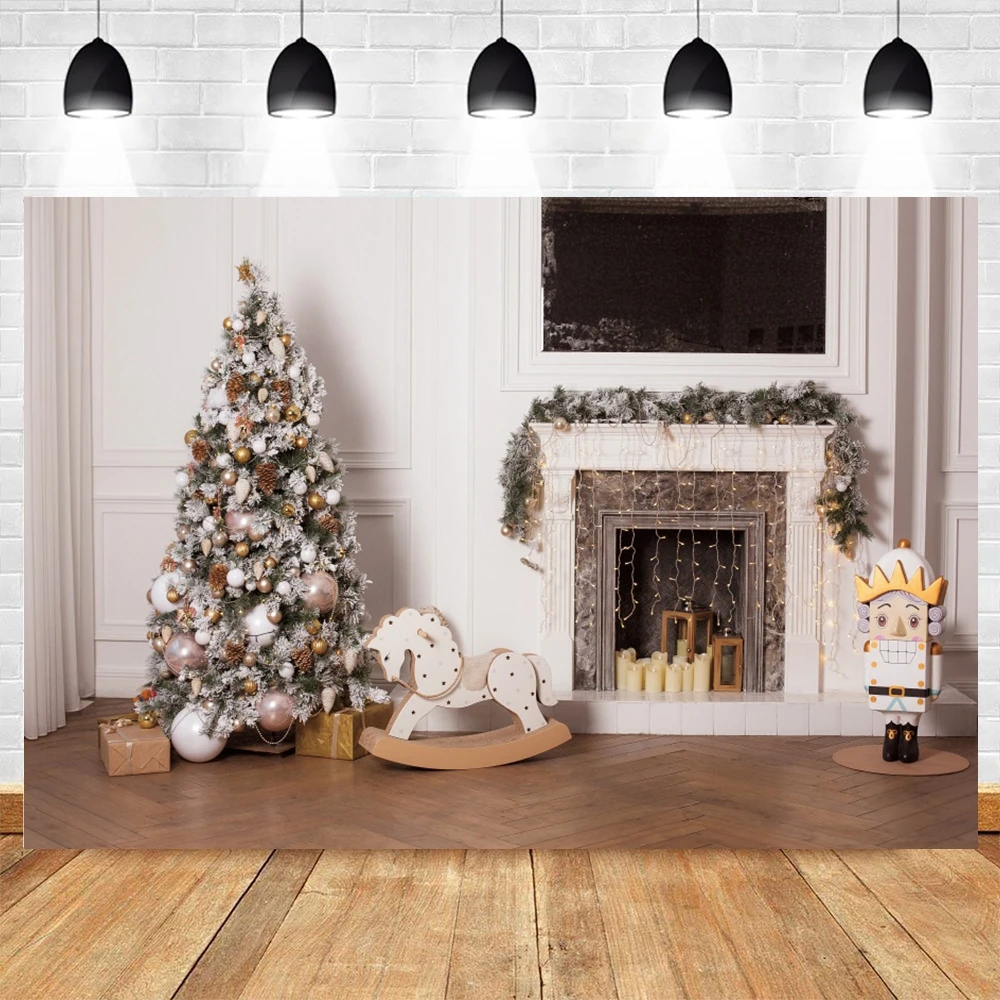 

Yeele Christmas Backdrop Photography Fireplace Tree Toy Photocall Baby Portrait Party Decor Background Photo Studio Photographic