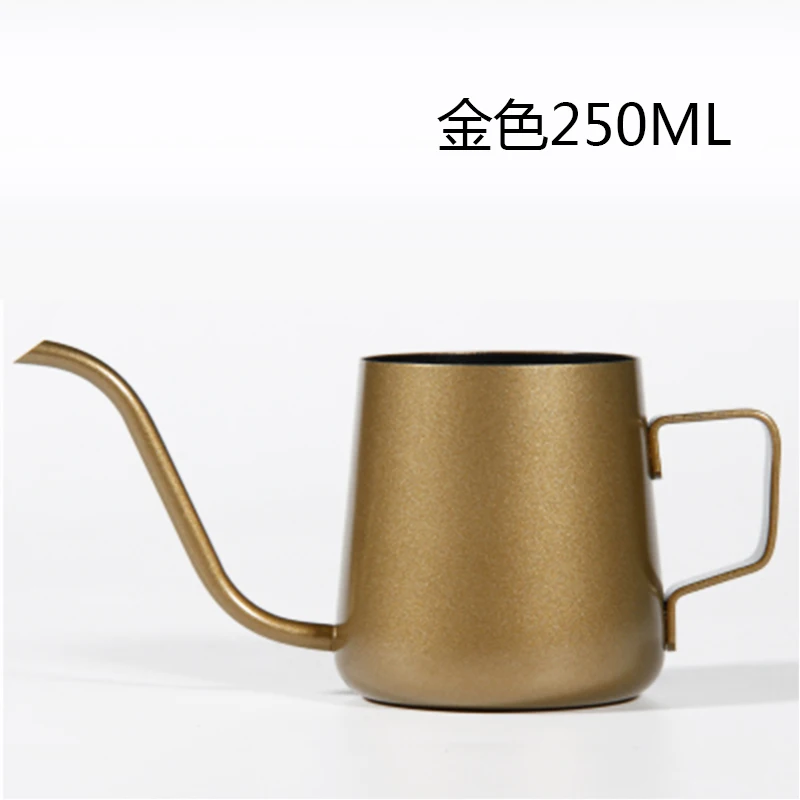 Gold250ml Нержавеющая сталь, утолщенные тонкие горшки, капельный кофейник с гусиным носиком, чайник с длинным горлышком, инструмент для домашнего чая, 250 мл/350 мл - Цвет: Gold250ml