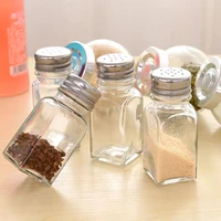 creative glass seasoning bottle pepper bottle double layer seasoning bottle storage tank kitchen supplies with stickers