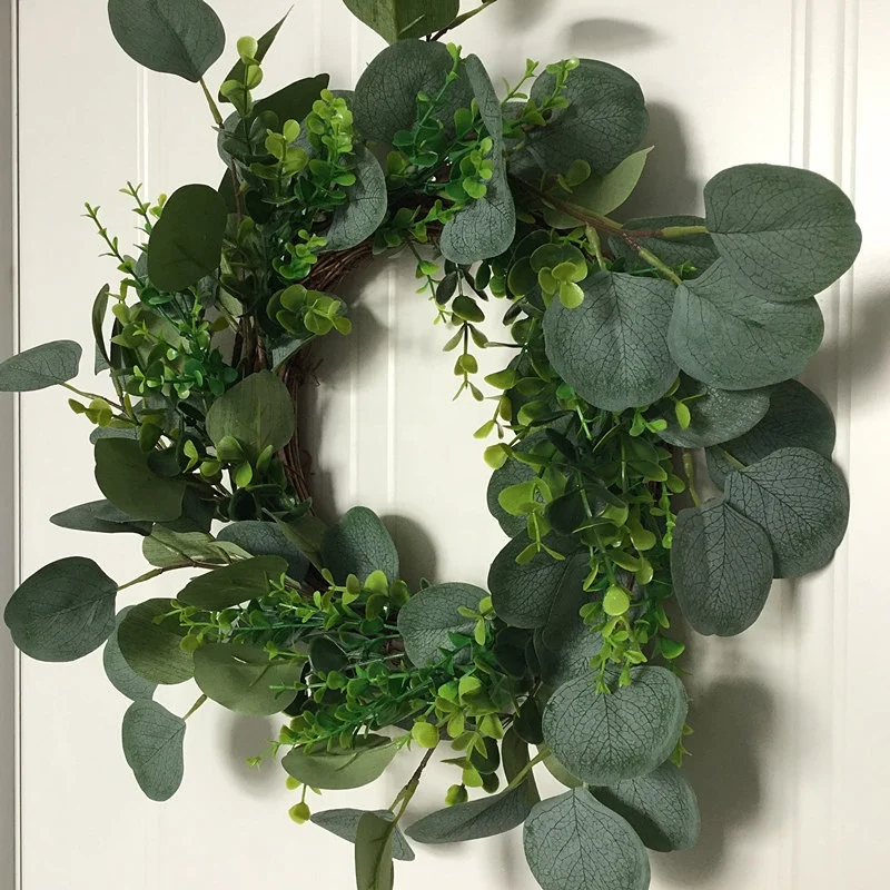 Венок с зелеными листьями эвкалипта искусственный шелк 17 дюймов кольцо дверной