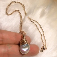 color baroque pearl 18k gold necklace 18 inches handmade jewelry south sea charm luxury classic